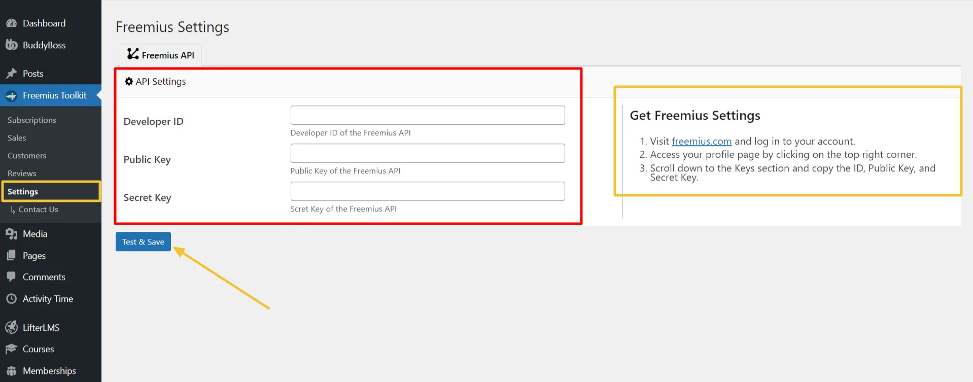 configure freemius toolkit