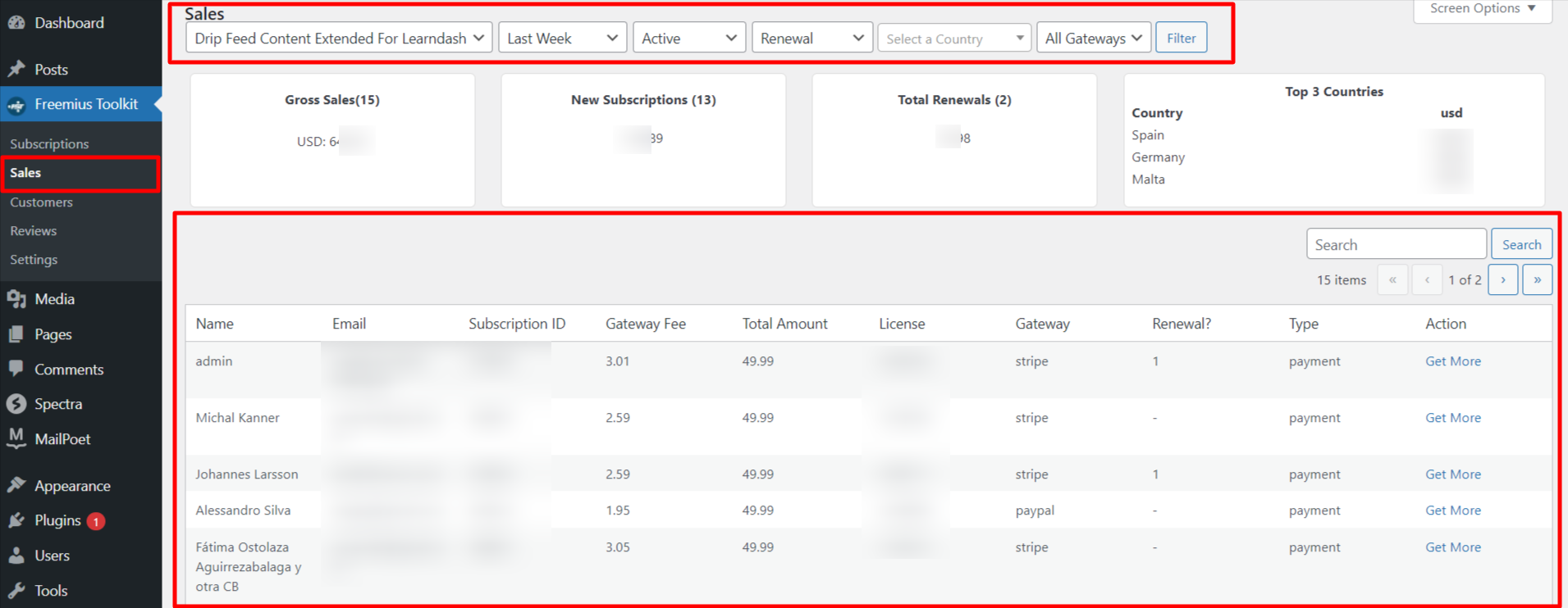 filter the sales data by last week